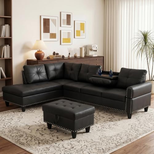 Topcomfy L-Shaped Leather Sofa
