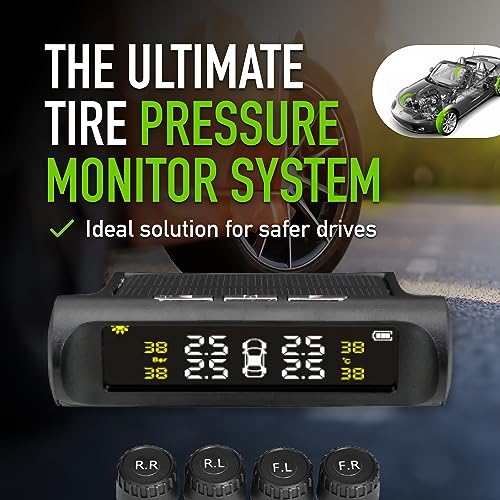 Foto de Airmoto Sistema de monitoreo de presión de neumáticos TPMS - Sistema de monitoreo de presión de neumáticos de RV con energía solar con 4 sensores para automóvil, motocicleta, remolque, bicicleta y más (imagen 4)