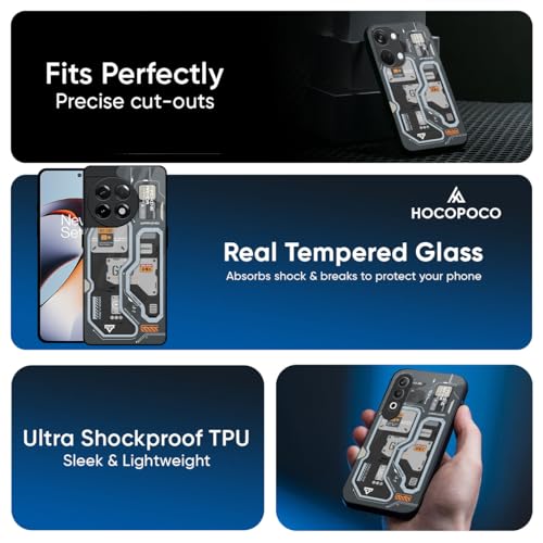 Image of Designer Tempered Glass Back Case Cover Compatible with OnePlus Nord 5 5G | Retro Futuristic