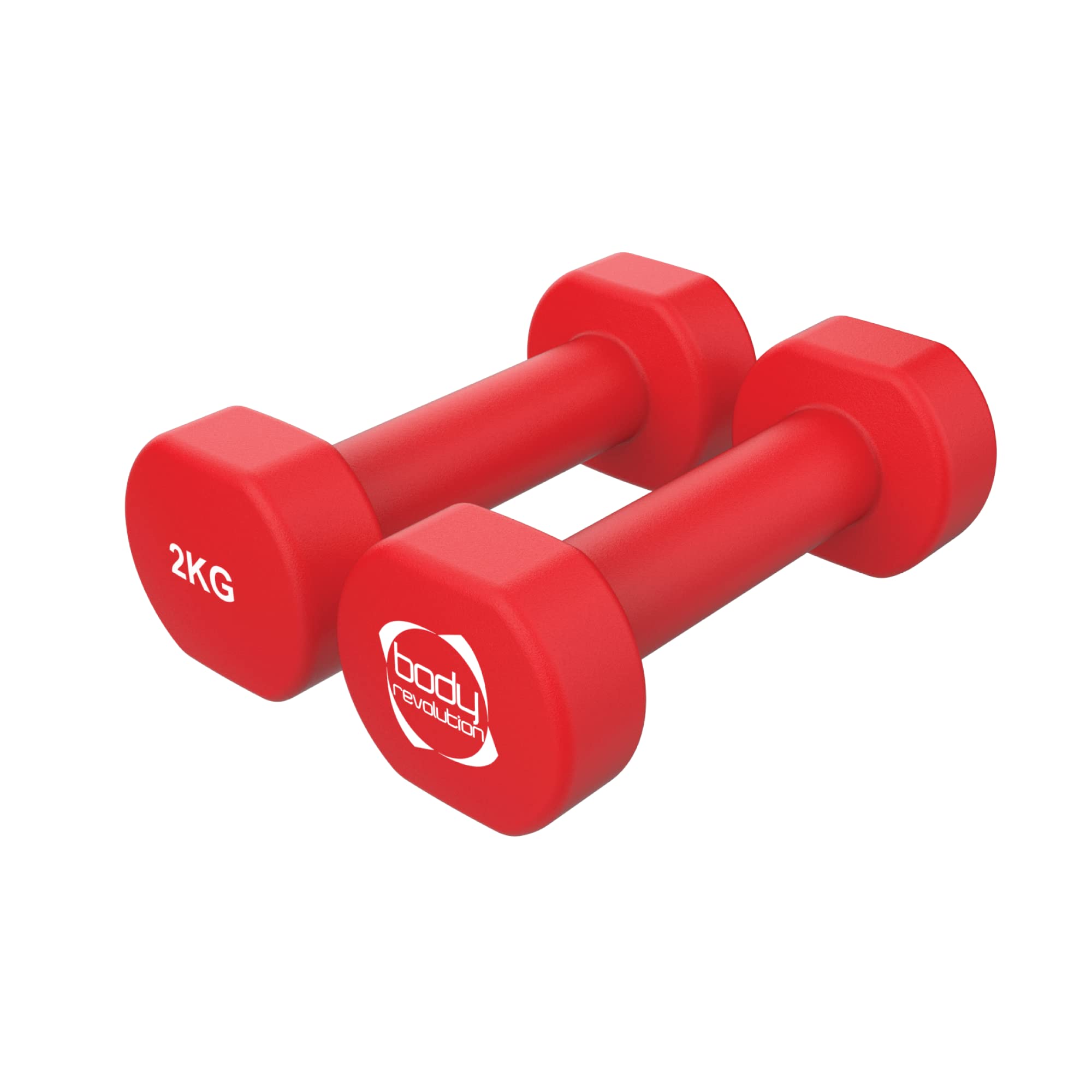 Neoprene Dumbbells 0.5kg - 10kg - Coated Cast Iron Dumbbells, Cardio, Aerobics and HIIT Exercise Weights - Gym Equipment for Home Strength Training and Workouts by Body Revolution