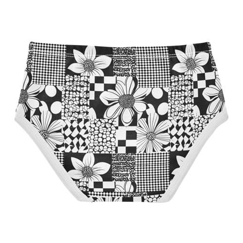ZZKKO Geometric Floral Buffalo Plaid Girls Underwear Toddler Panties for Girls Comfort Brief Size 2T-8Y2