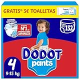Dodot Bebé Pants Pañales, Talla 4, 9-15 kg, 132 Pañales, Pañal-Braguita con Ajuste 360° Anti-Fugas, Pack Mensual