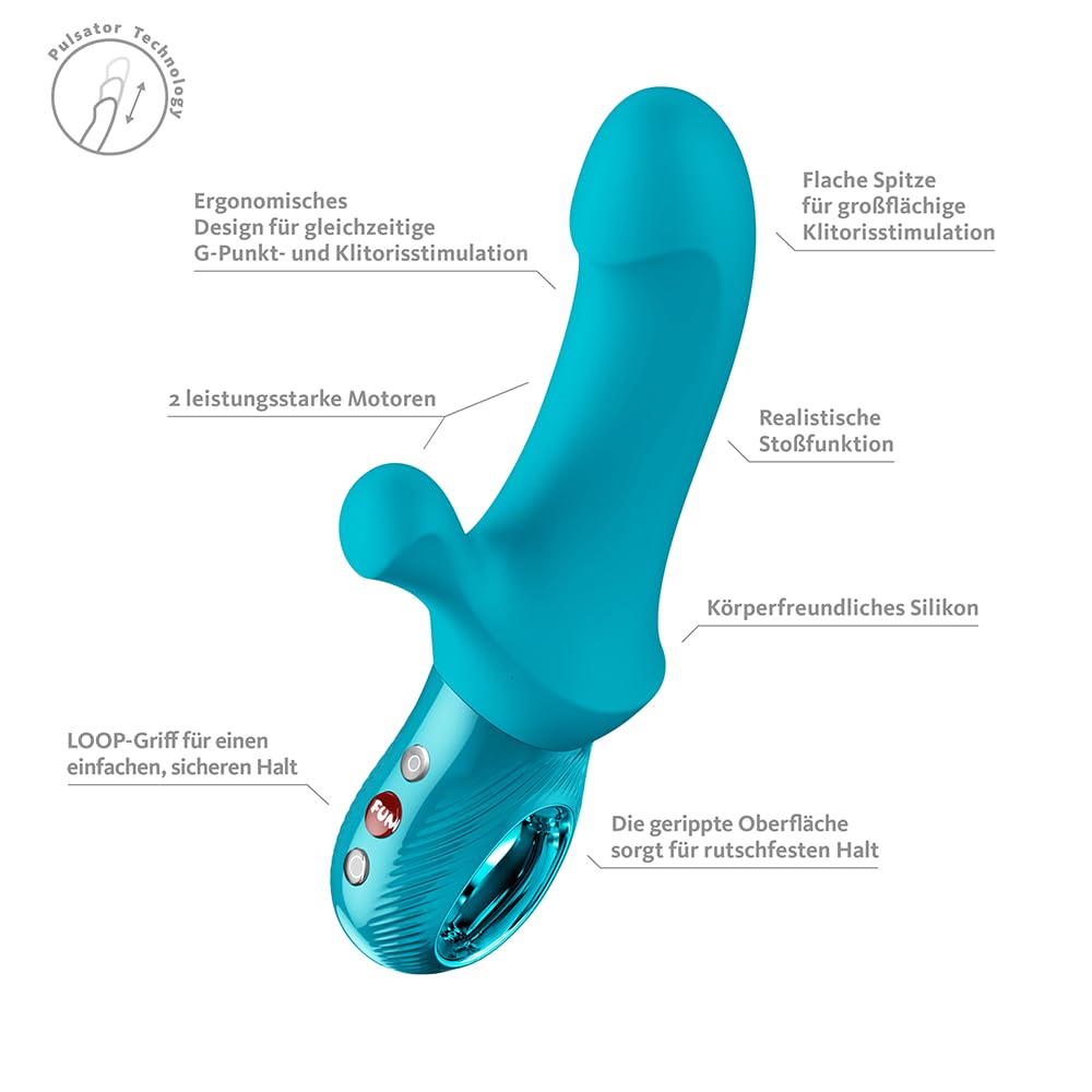Fun Factory Bi Stronic Curve | 8 programas de empuje y 6 | De vibración vibrador rabbit con función de empuje para mujeres | curva especial para el punto G y estimulación del clítoris