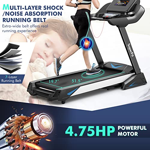 Image of GYMAX Folding Treadmill, 4.75HP Auto Incline Treadmill with LED Monitor, Blue Tooth Speaker, App Control, 20 Preset Programs & Pulse Grip, Foldable Running Walking Jogging Machine for Home Gym