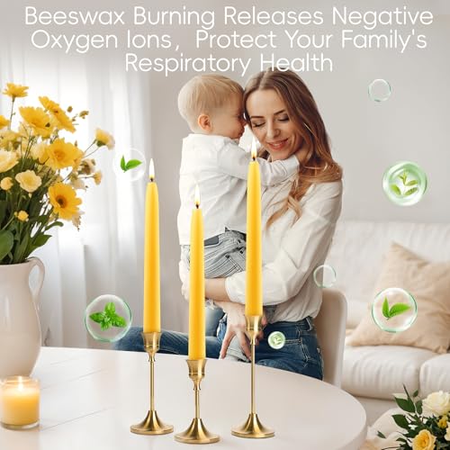 Image of Beeswax Taper Candles, Handmade Natural Candles Sticks,9 Inch,18 Pack