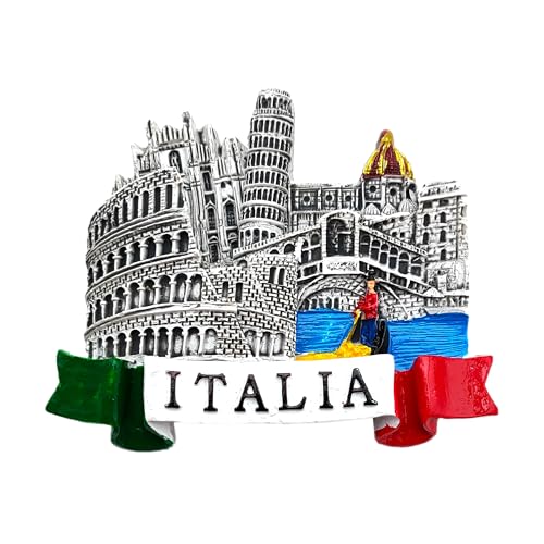 Aimant 3D décoratif pour réfrigérateur avec ville italienne de Rome, Florence, Milan, Venise, Pise, souvenir artistique en résine vintage, tricolore, idée cadeau,...