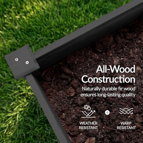 Image of Best Choice Products 72 inch x 24 inch x 30 inch Raised Garden Bed with Extra Deep 16 inch Depth, Elevated Wood Planter Box Stand for Backyard, Patio, Balcony, Natural Fir Wood - Black