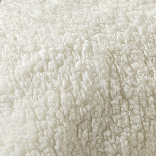 Image of STONECREST Recliner Chair Cover, Faux Fur Sherpa Slipcover, Stay in Place (White /Beige, 23 inch Regular Recliner)