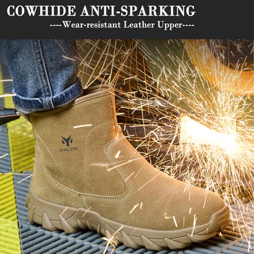 Image of Nutropa Welding Work Boots for Men Composite Toe Safety Boots Non Slip Steel Toe Work Shoes Lightweight Construction Welder Boots