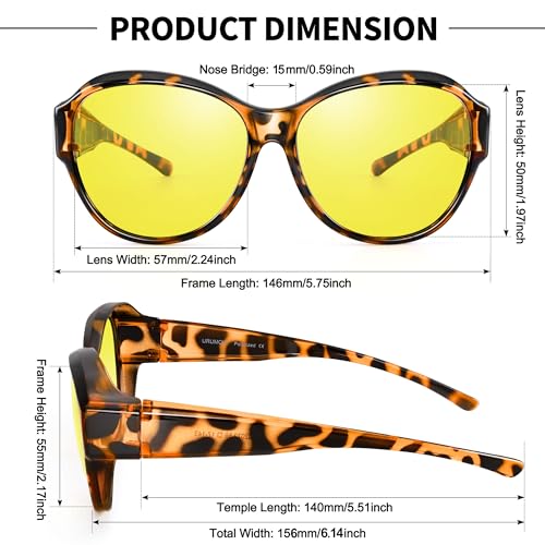 URUMQI Polarized Sunglasses Fit Over Glasses for Women, UV400 Protection Square Shades3