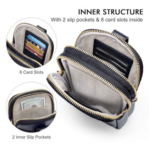 Peacocktion Small Crossbody Bags for Women, Leather RFID Cell Phone Purse, Trendy Travel Crossbody Purses with Zipper2