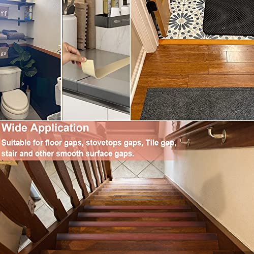 Floor Transition Strip Self Adhesive Vinyl Floor Transition Strip, Floor Flat Divider Strip For Joining Floor Gaps,Carpet Threshold Transition Wood Grain Design (2Inwide,3.28Ft, Coffee, 1) #TOP5