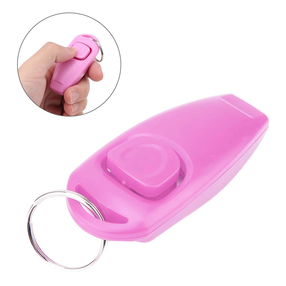Akozon Zerodis Trener Zwierzęcy Keyring, Puppy Clicker Whistle Dog Training Obedience Cat Pomoc Kliknij i Tool Guide dla psów (różowy) (Pink)