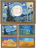 Slohif Placemats Set of 4 Linen Table Place Mats - Dining Table Mats Washable Heat Resistant Plate Mat Decor for Kitchen Indoor Cloth Cotton Modern Dinner Placemats Bulk Farmhouse Night