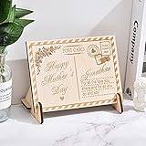 Mother's Day Wood Post Card Engraved Postcard Gifts for Mom Wood Postcards Personalized Wood Card Custom Engraved Postcard with Stand