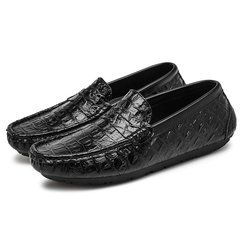 Men's Loafers Shoes Round Toe Crocodile Print Faux Leather Penny Driving Loafers Comfortable Slip Resistant Flat Heel Walking Party Slip-ons3