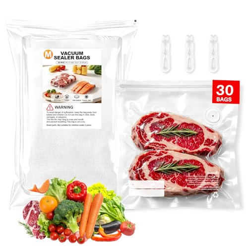 Image of Reusable Vacuum Sealer Bags for Food, 30 BPA-Free Medium (10 x 11in) Bags