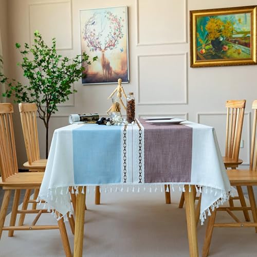 Nappe rectangulaire 100 x 160 cm en polyester motif rayures vintage