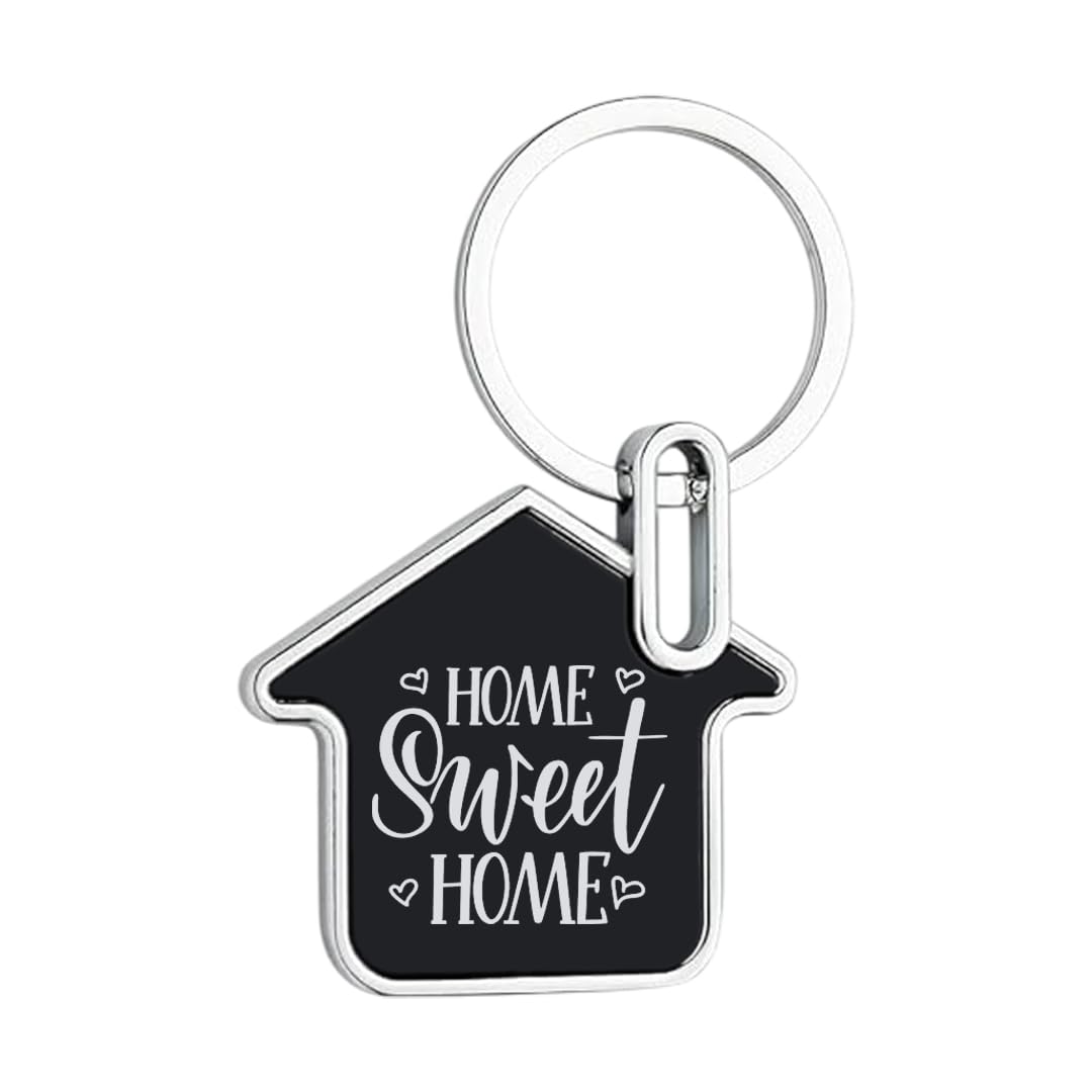 Giftana Home Sweet Home Keychain for Men and Women, House Design Metal Keychains, Silver Keyring, Housewarming Gifts Key Chain Real Estate Gifts Buying and Selling Keychain