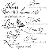 3 Sheets Motivational Wall Decor, Bless This Home Wall Decor, Inspirational Decals, Live,Love,Laugh, Bible Verses Wall Sticker Decorations for Living Room Family