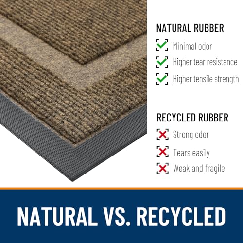 OLANLY Front Door Mat Indoor Outdoor Entrance, Waterproof All-Season, All-Weather Doormat, Sturdy Natural Rubber, Fade Resistant, Low Profile, Easy Clean Patio Porch Entryway Mat, 36x24, Brown