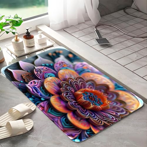 Tapis de bain en mousse à mémoire lavable et doux Fleur 3D L - 6