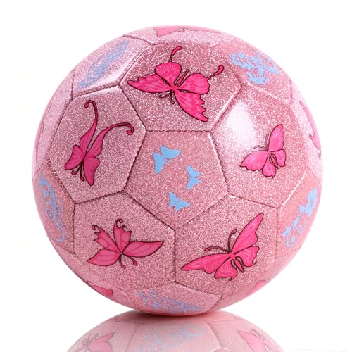 Image of Kids Soccer Ball Size 3 for Toddlers Kids 2-5 5-8 - Glitter Cartoon Design with Pump Deflated - Sports and Outdoors Toys Games - School Birthday Gifts for Boys Girls
