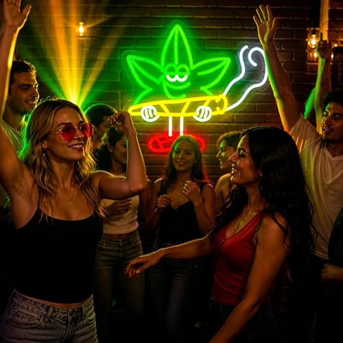 Image of Leaf Neon Sign Led Neon Lights Neon Signs for Wall Decor Light Up Sign for Birthday Party Club Gift