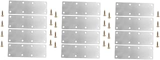 ULTECHNOVO 12 Pcs Plate Connector Straight Brace Brackets Metal Shelf Brackets Metal Holder Right Angle Bracket Brackets for Shelves Joint Holder Metal Brackets for Wood Flat Metal Plates