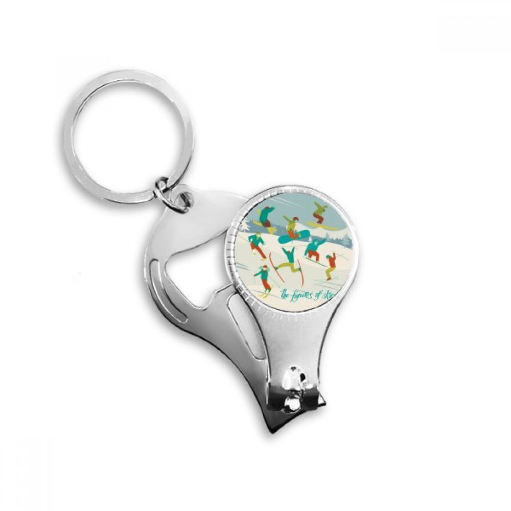 Porte-clés Ski Anneau Multi-fonction Ouvre-bouteille Coupe-ongles