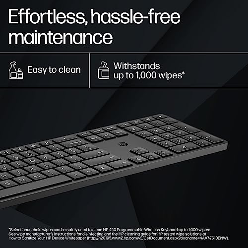 HP 450 Programmable Wireless, Full Size; 3-Zone Layout Keyboard, 2.4 Ghz Wireless Connection, Compatible with Pcs with Available USB-A Port, Black - Image 6