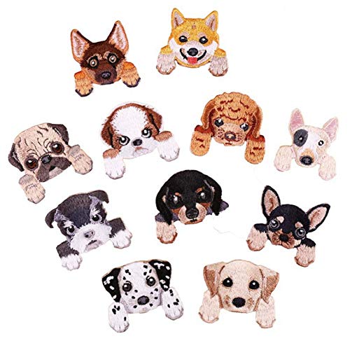 SOUTHYU 11 Pack Dog Puppy Iron On Patches Embroidered Decorative Appliques DIY Repairing