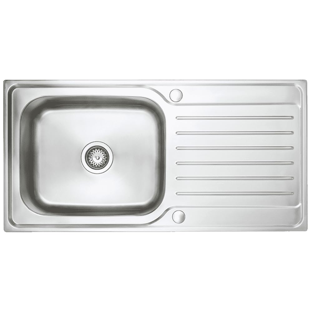 Austen & Co. Florenzo Large Stainless Steel Inset Reversible Single Bowl Kitchen Sink With DrainerLifetime Guarantee from B&Q