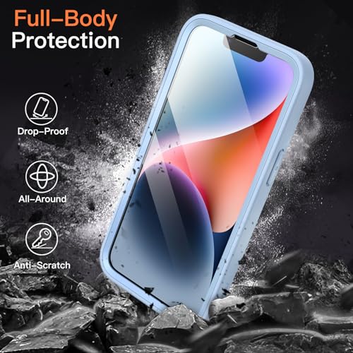 JETech Case for iPhone 14 6.1-Inch with Built-in Tempered Glass Screen Protector, Camera Full Cover All-Around Protection, Shockproof Bumper Phone Cover Clear Back, HD Film (Light Blue) JETech Case for iPhone 14 6.1-Inch with Built-in Tempered Glass Screen Protector, Camera Full Cover All-Around Protection, Shockproof Bumper Phone Cover Clear Back, HD Film (Light Blue)