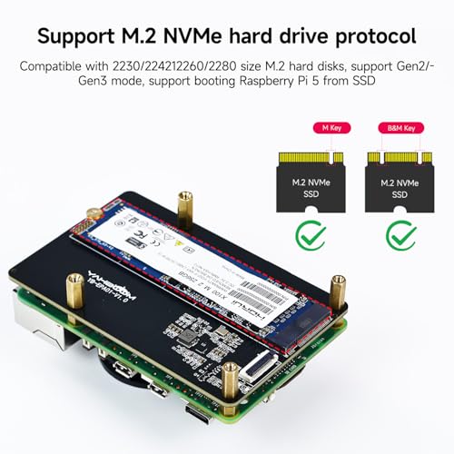 Image of Yahboom Raspberry Pi 5 8GB Starter Kit with PCIe to M.2 Expansion Board, 256GB SSD, 27W 5.1V /5A Power Adapter Linux System Provide Openclaw Deployment