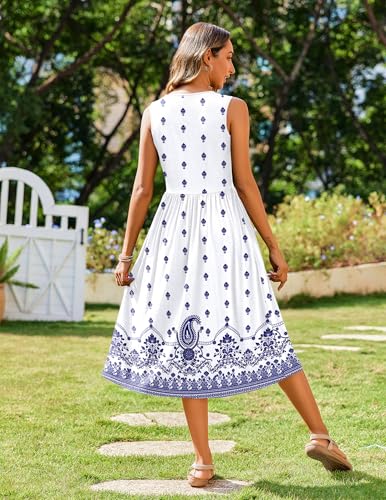 Image of Zeagoo Women's Summer Tank Midi Dress with Pockets Floral Sleeveless A-Line Casual Loose T-Shirt Dresses Beach Sundress 2026