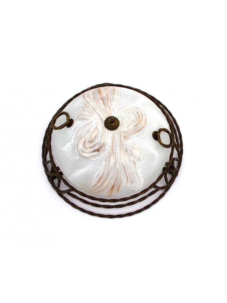 Generico Mondoluce PLAFONIERA CLASSICA IN FERRO BATTUTO E VETRO MURANO A 1 LUCE COLL.TENDY