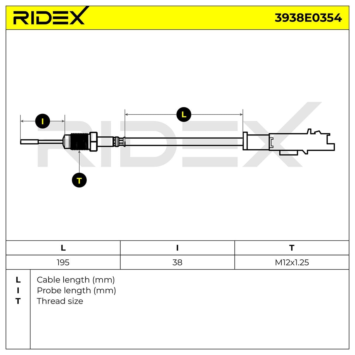 RIDEX 3938E0354 Palpeur de température des gaz avec câble convient pour PEUGEOT 206 3/5 portes (2A/C)
