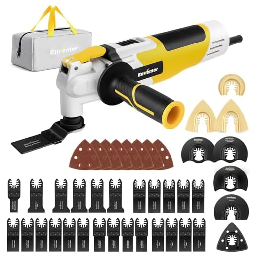 ENVENTOR Oscillating Multi Tools, 2.5A Electric Oscillating Saw Corded with 43PCS Accessories, 15000-22000 OPM, 6 Variable Speeds, 3°Oscillation Angle, Auxiliary Handle for Cutting, Scraping, Sanding