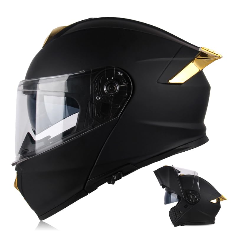 Uchoose Modular Motorcycle Helmet for Men Women, Dual Visor Flip up Motorcycle Helmets DOT Approved Full Face Helmet for Adults, Clear Lens Included