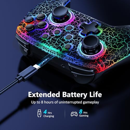 Image of NexiGo Hall Effect Wireless Controller (No Deadzone) for Switch 2 and Switch, Controllers for Nintendo Switch, Bluetooth Switch Controller, Turbo and LED Light (Lightstorm)