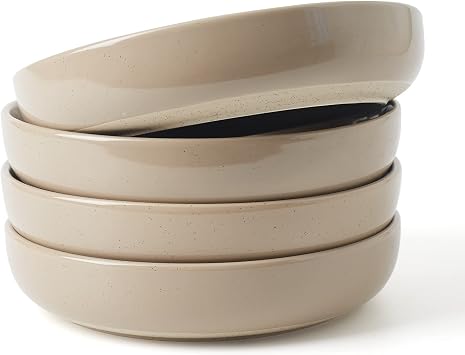 famiware Milkyway 33 oz Pasta Bowls Set of 4, Cinnamon Brown