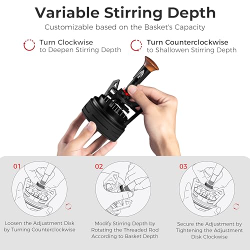 Image of IKAPE 58MM WDT Tool, Espresso Stirrer Distribution Tool, Adjustable Needle Height, Coffee Stirrer with Dosing Funnel & Stand