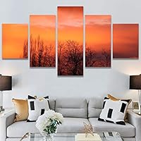 SIGNWIN 5 Panel Canvas Wall Art Setting in The Trees for Home Decorations Ready to Hang - 60