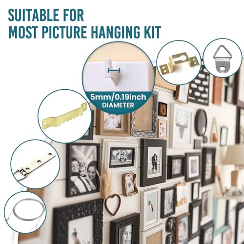 Image of TAILI Picture Hangers 4 Pack(10 Strips), Adhesive Picture Hanging Hooks Without Nails, No Damage Sawtooth Hangers, Art Hanger Hooks for Bathroom Kitchen Home Door Closet, White