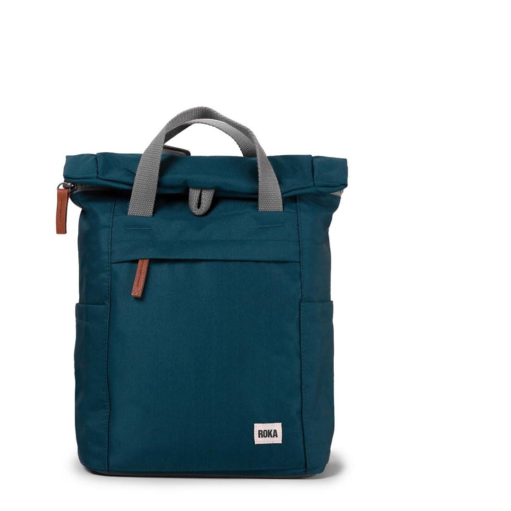 ROKA Finchley Roll Top Backpack for Women & Men - Large Canvas Rucksack w/Magnetic Closure & Multi Pockets for Work, School, Travel - Teal