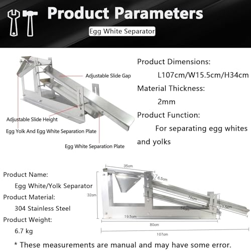Kommerzielles Eiweiß- und Eigelb-Trennwerkzeug, Edelstahl-Flüssigkeitstrennmaschine mit Eier-Exportschale und Eigelbfilter, ideal für Küche Kochen und Backen