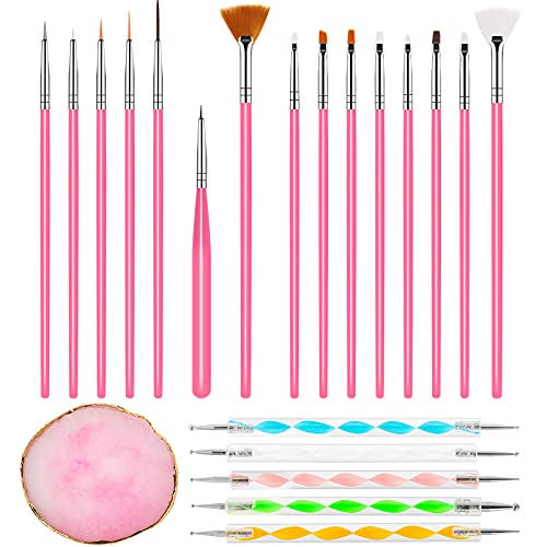 LXIANGN 20pcs Nail Painting Brushes with 1pcs Resin Nail Art Palette Nail Polish Mixing Plate DIY Manicure Design Supplies