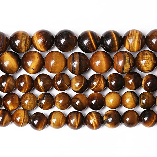 90 cuentas de ojo de tigre amarillo natural de 4 mm, cuentas semipreciosas redondas sueltas para hacer joyas, pulseras, collares, aretes (piedra de ojo de tigre amarillo, 0.15 pulgadas)
