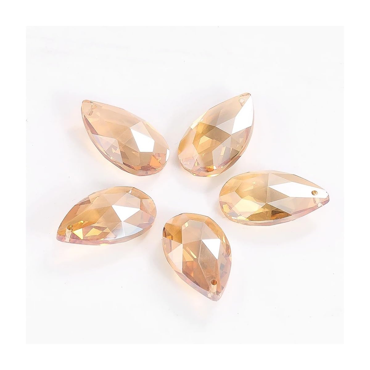 Crystal Chandelier Prism, Sun Catcher, 5PCS 38mm Champagne AB Crystal Prism Teardrop Beads Pendant Chandelier Hanging Decoration